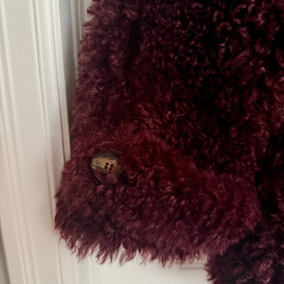 NWT Free People Sophie Faux Fur Teddy Peacoat Size Small Deep Grape - Picture 10 of 10